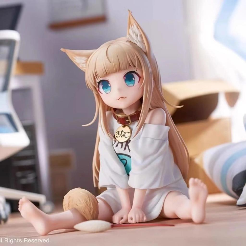 Anime Figure Golden Head My Cat Is A Kawaii Girl PVC Hobby Sakura Soybean Flour Sit And Eat Fish Model Doll Toys Christmas Gifts