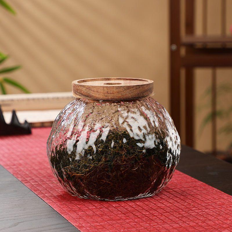 Japanese Style Vintage Embossed Glass Sealed Jar Storage Jar Snack Dried Fruit Bottle Kitchen Food Storage Bottle Container Home