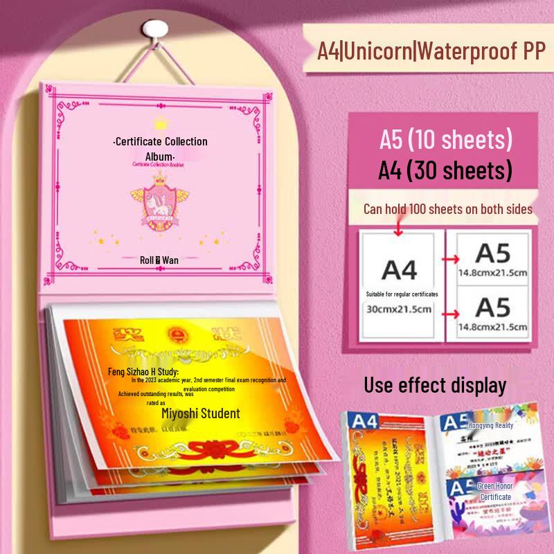 Wall-Mountable Award Certificate Collection Album