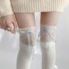 1pairs White Lace Lace Tied Ribbon Velvet Over Knee Socks Lolita Cute Sweet Calf Socks Women's Mid-Leg Kawai Thigh High Socks