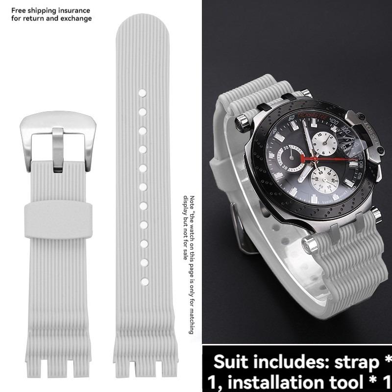 For Tissot Racing Series T115 Silicone Stainless Steel Buckle T115.417 Watch Band Men's Watch Accessories 22mm Waterproof Strap