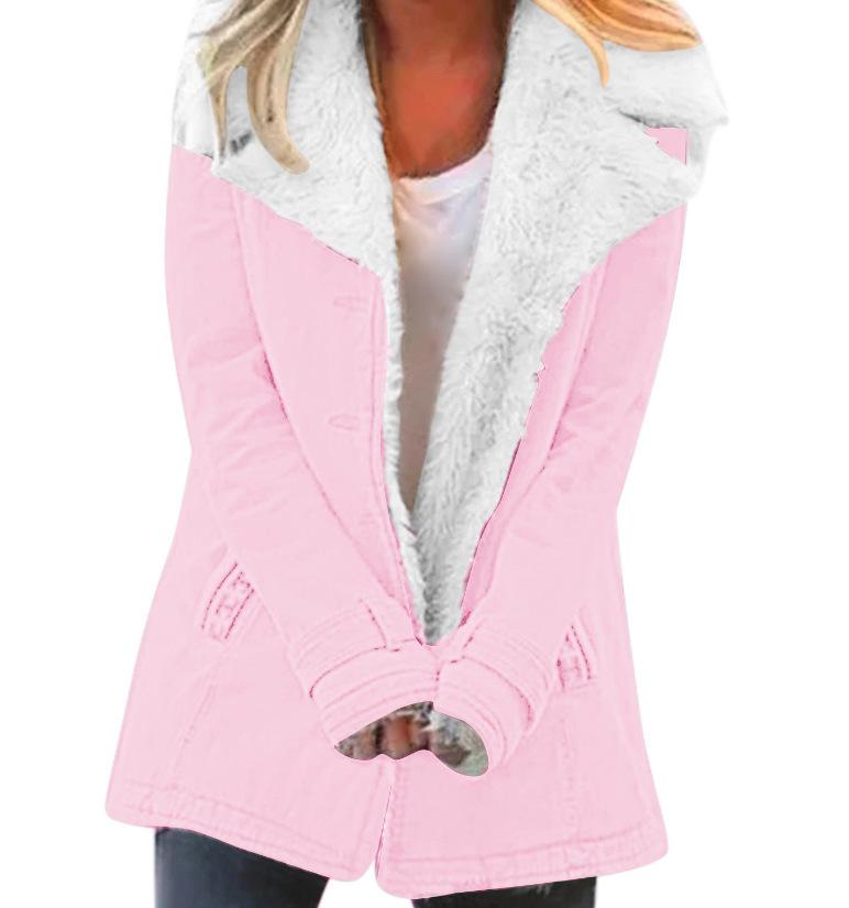 Women's Lapel Sherpa Lined Denim Jacket Straight Fit Urban Style Warm Fleece Winter Outer Coat
