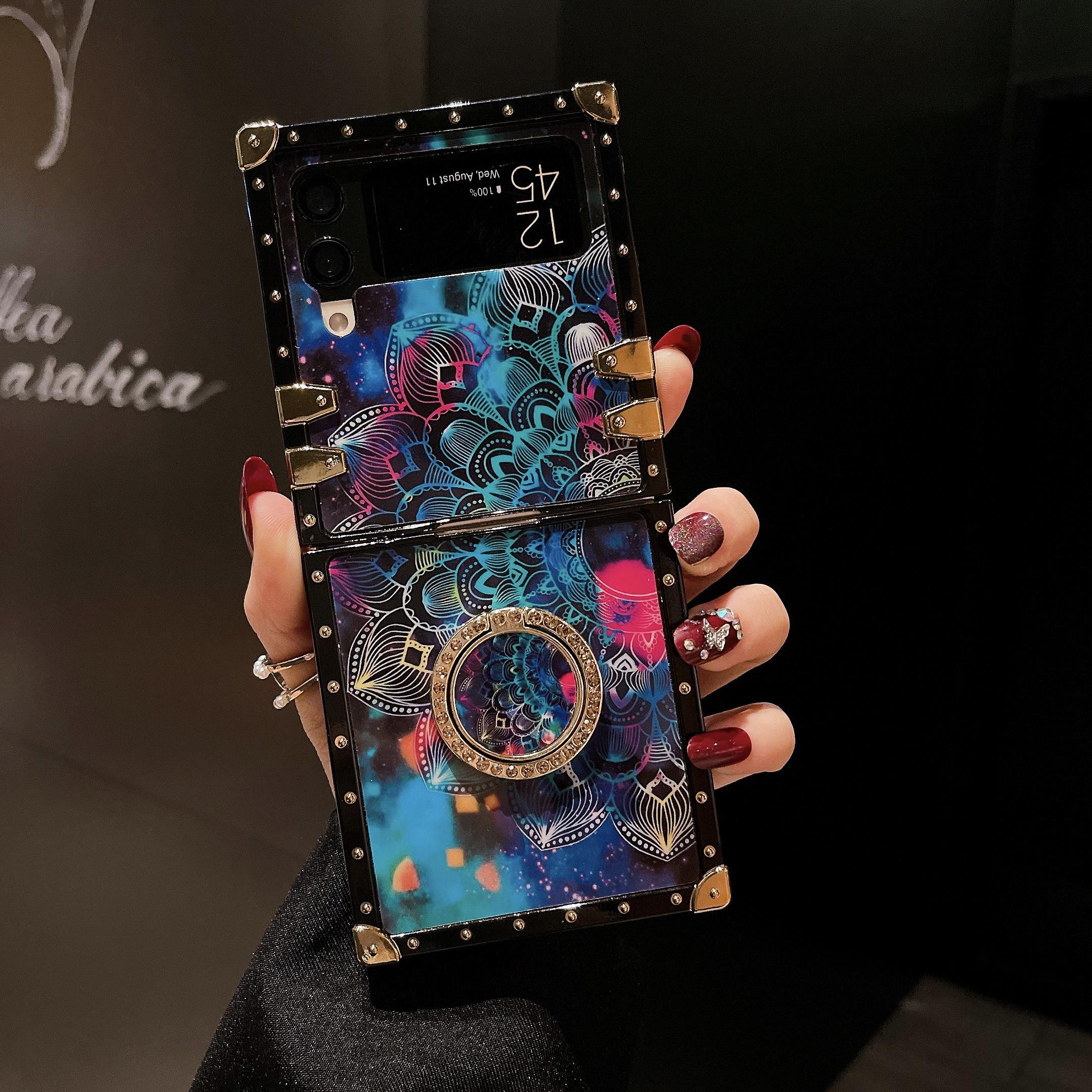 

Роскошный квадратный складной мягкий чехол для телефона Samsung Galaxy Z Flip3 4 Flip 5 Универсальный защитный чехол для противоударных чехлов для защиты границ For Samsung Z Flip4