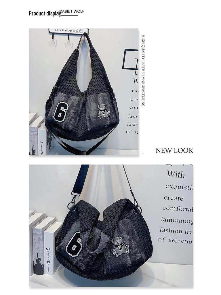 Chic Korean Style Women's Mesh Shoulder Bag - Large Capacity, Lightweight, Casual Underarm Bag for Easy Commuting