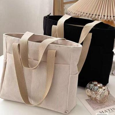 Large Capacity Corduroy Tote: Autumn/Winter 2025 Versatile Commuter Shoulder & Crossbody Bag