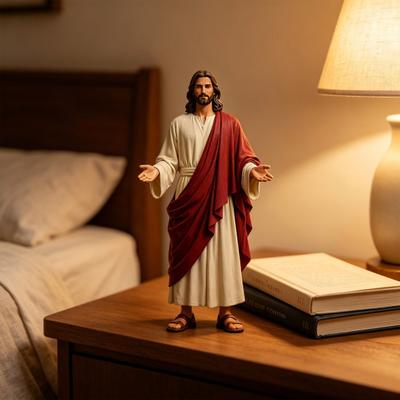 5 Inch Jesus Figurine with Open Arm Hand Painted Religious Jesus Statue Resin Christian Sculpture for Spiritual Collection Home Decor