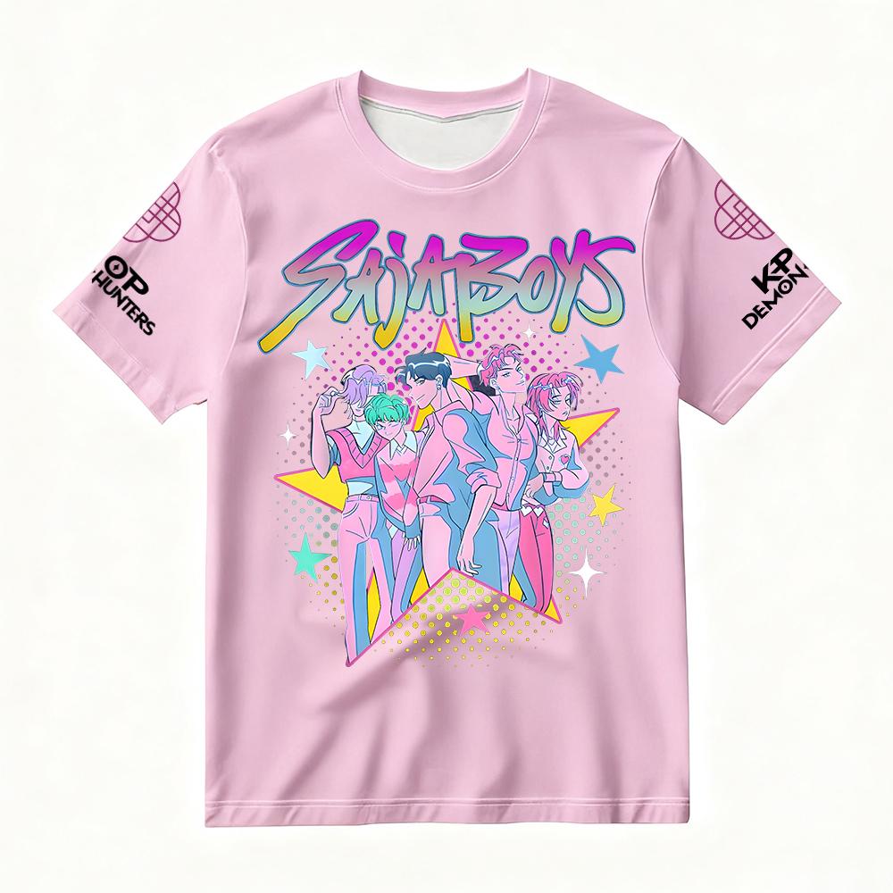 Women's Summer KPop Demon Hunters Graphic T-Shirt SAJABOYS Star-Printed Vibrant Top for Fashion Streetwear Casual Daily Y2k Top