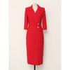 Style Latte Asymmetric Collar Slim Fit H Line Midi Dress