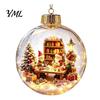 Warm Light Christmas Scenes 3D Animal Faux Crystal Ball Ornament, Lighted Acrylic Hanging Decor Indoor Party Accents with Hedgehog Penguin Panda, LED