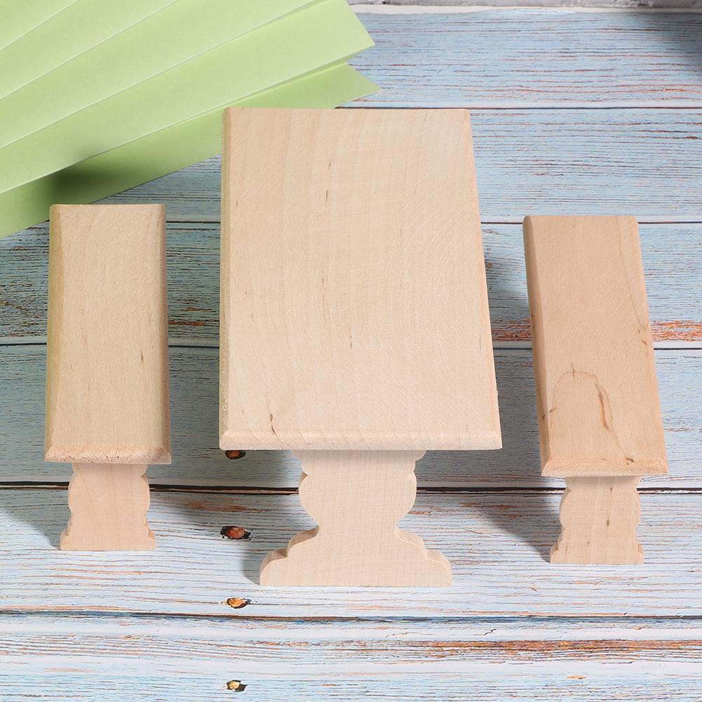 1/12 Puppenhaus Miniatur Holzmöbel Tisch Bank Modell Set ZubehörTisch Bank
