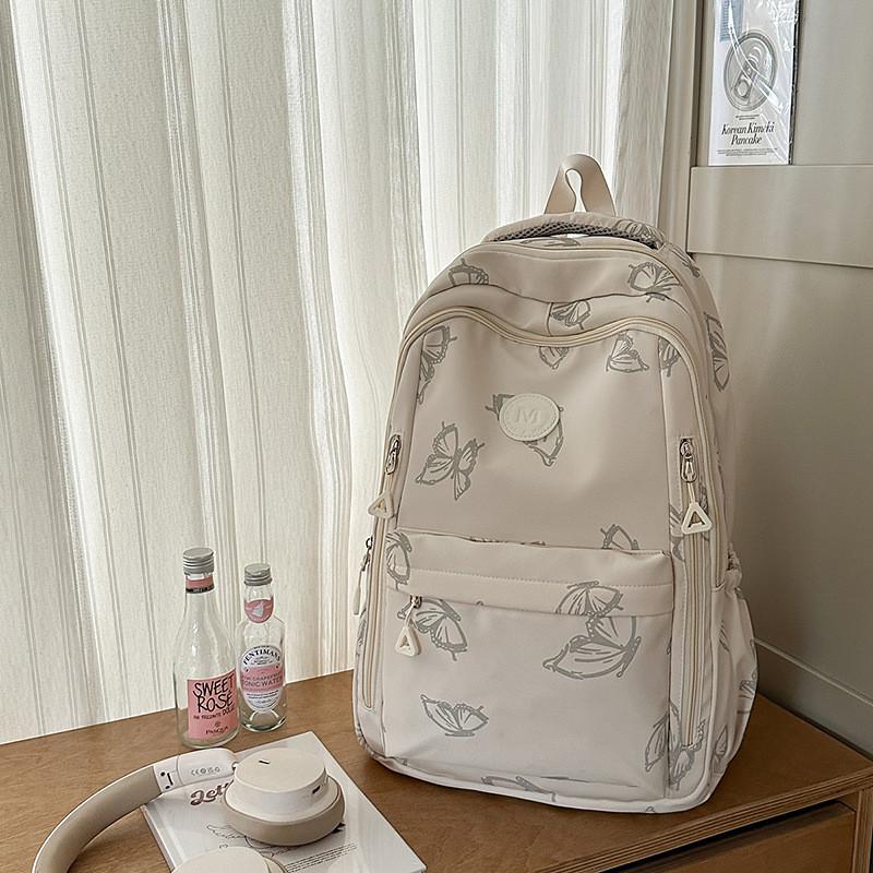 Simple Capacity Large Backpack With Butterfly And Letter Print Design For Daily