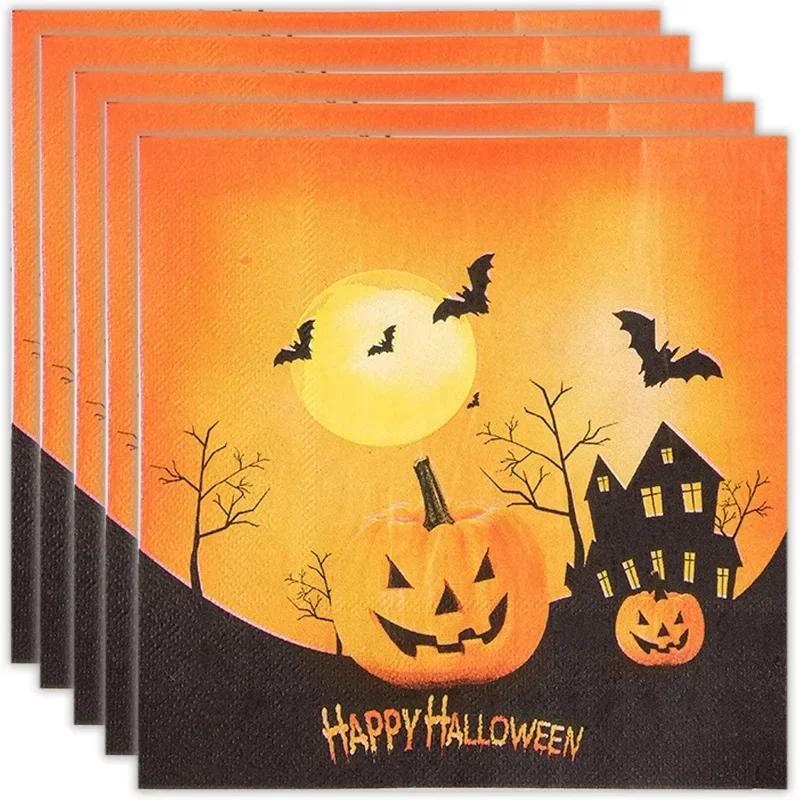 

20 шт./упак. 33*33 см 2-слойные одноразовые салфетки для вечеринки с рисунком Хэллоуина