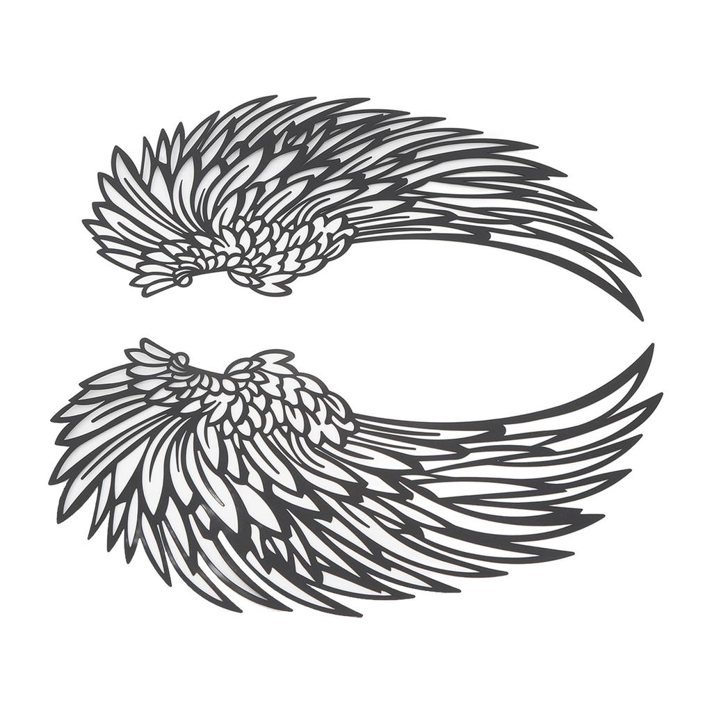 Angel Wings Metal Wall Art Indoor Outdoor Hanging Metal Angel Wings Wall Decor with LED Lights for Home Bedroom Living