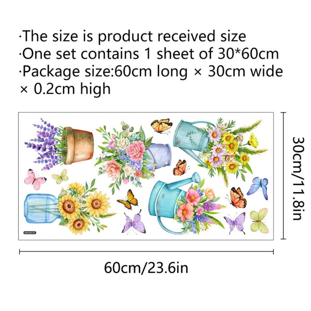 Ms6164-Zy Flower Potted Butterfly Wall Sticker Bedroom Living Room Background Wall Decoration Large Quantity Negotiable