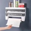Kitchen Cling Film Tissue Holder Sliding Knife Cutter Aluminum Foil Barbecue Paper Cutting Box Household Towel Storage Racks