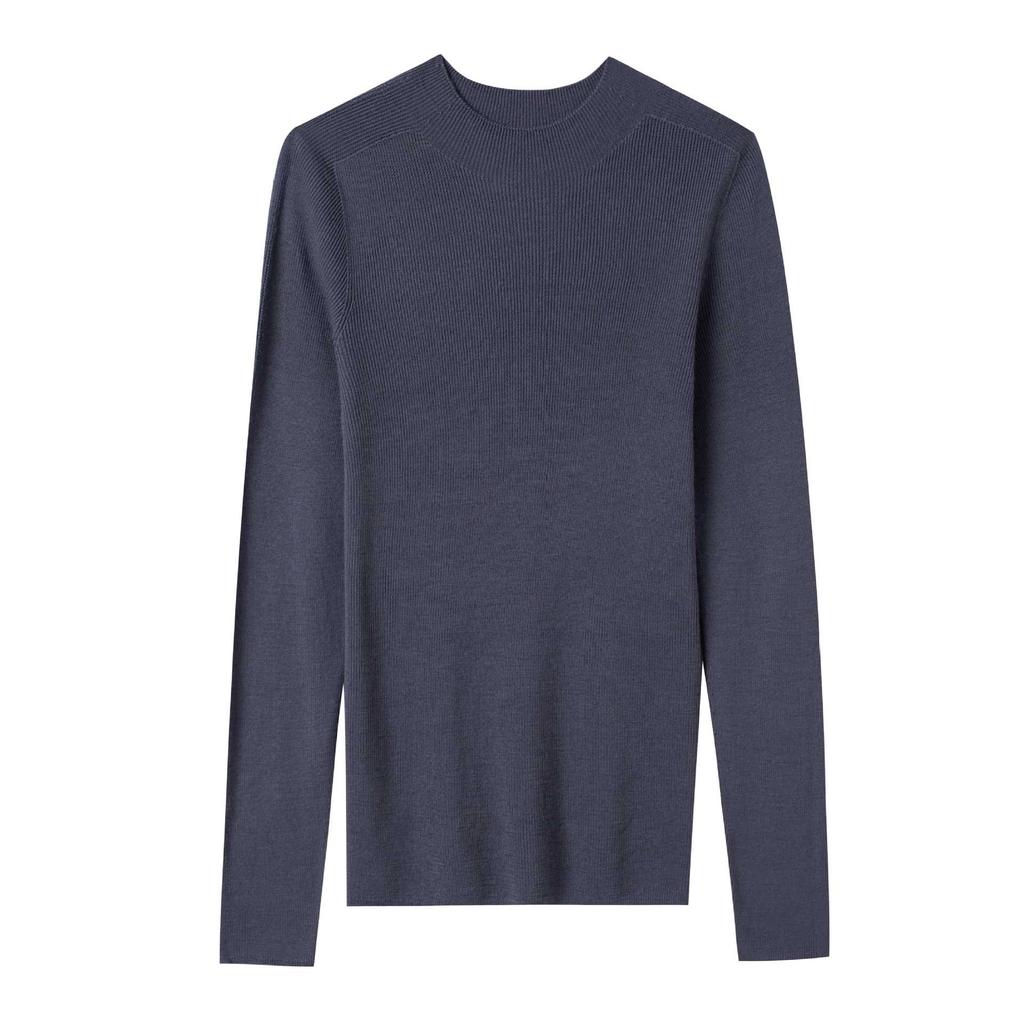 Worsted pure wool machine washable sweater seamless all-in-one semi-turtleneck wool sweater women's top slim fit