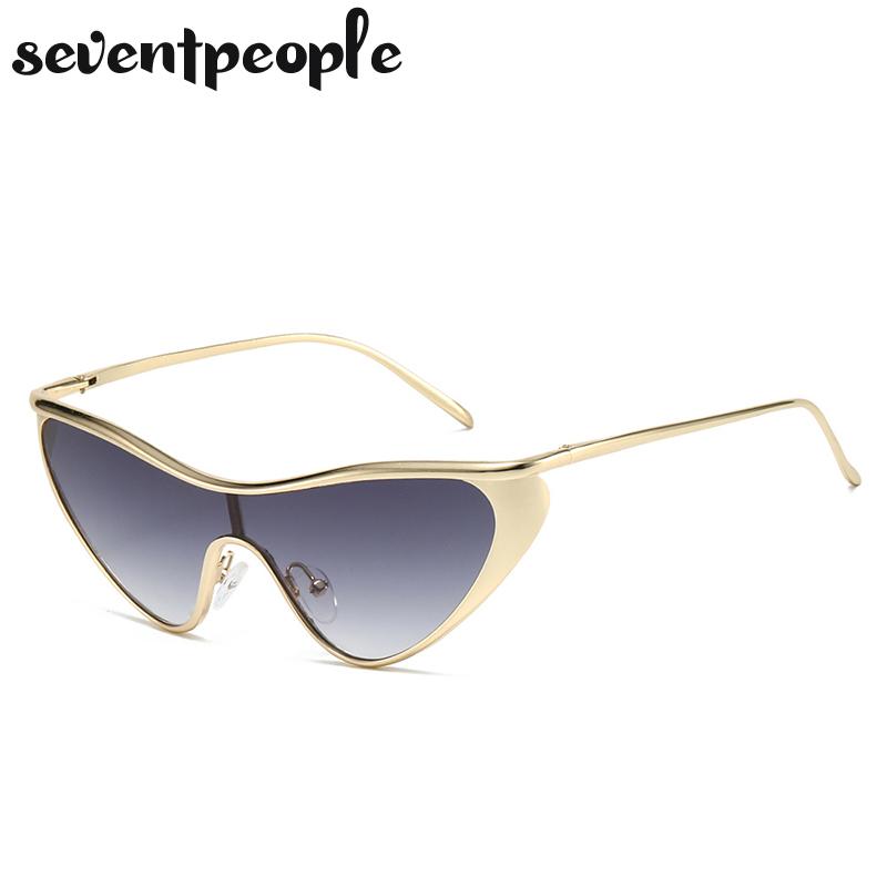 Y2K Punk Sexy Cat Eye Shield Sunglasses Women  Luxury Brand Vintage One-Piece Sun Glasses For Ladies Fashion Goggle Shades