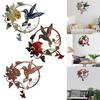 Floral Iron Art Bird Pattern Wall Decoration Round Panel Living Ornaments Room