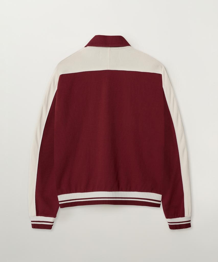 Satur Lawton Lined Collar Track Zip-Up Jacket Burgundy