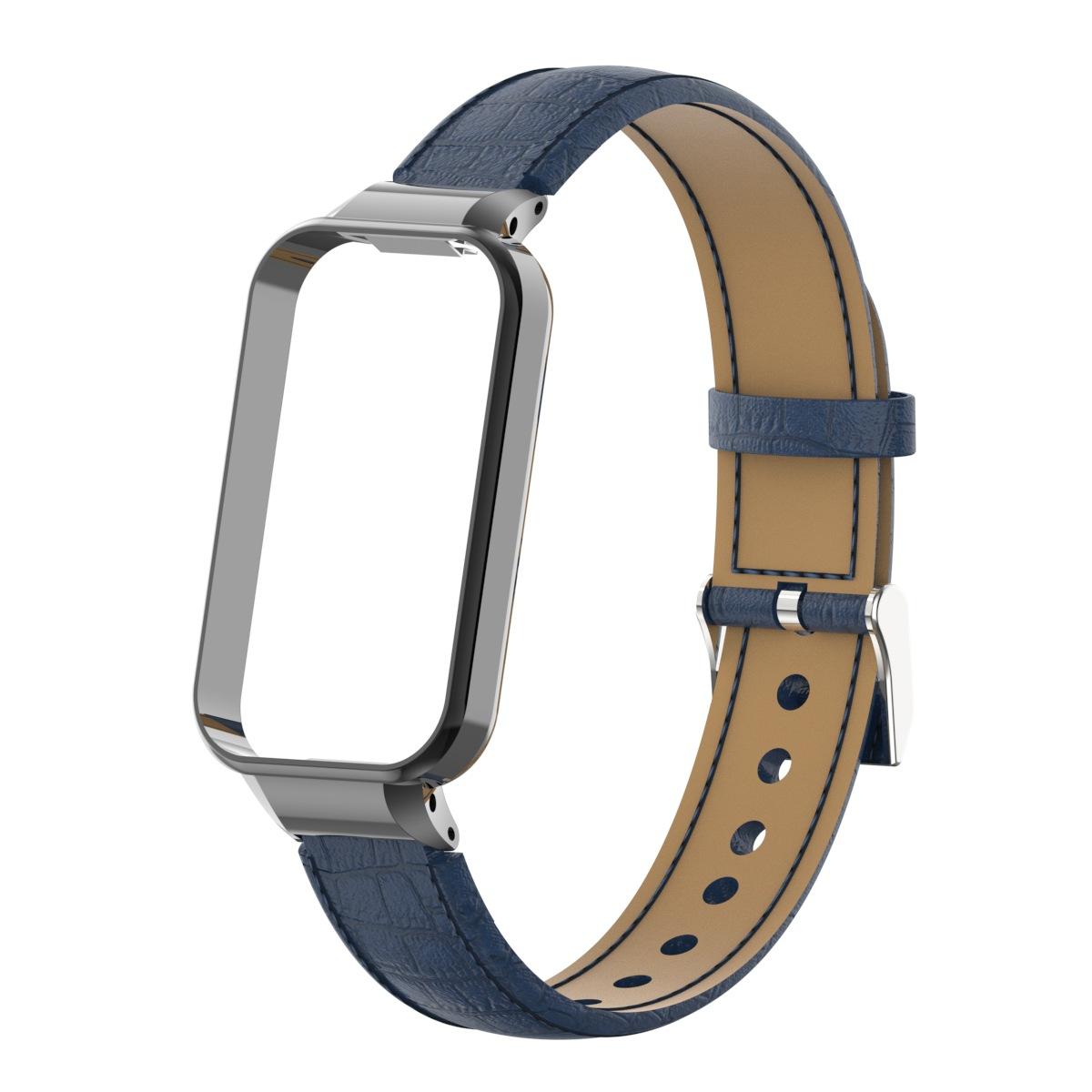 

Защитный чехол для ремешка Redmi Smart Band 3 Кожаный ремешок Ремешок для часов Xiaomi Smart Band 9 Active Металлический защитный чехол синий