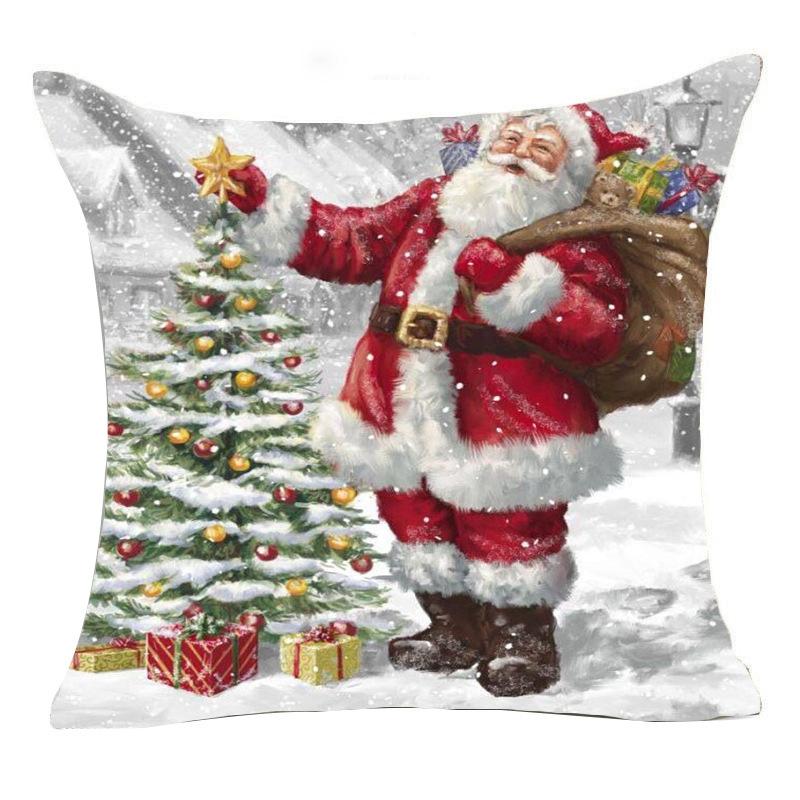 

Наволочка на подушку Санта-Клауса Праздничный дом Диванная подушка Наволочка 45*45cm