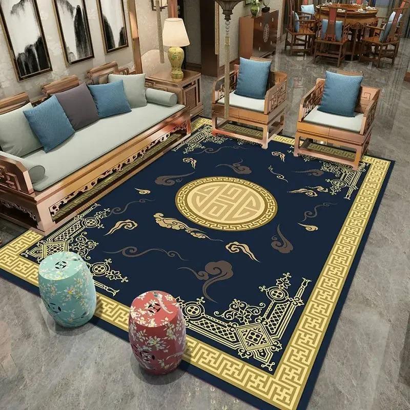 Chinese Style Simple Household Mat Soft Luxury Carpet for Living Room Non-slip Bedroom Modern Luxury Decoration Tapetes Area Rug