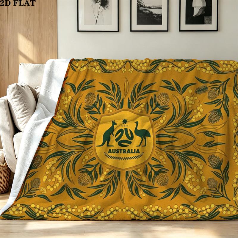 The Socceroos Australia Print Flannel Blanket High Quality Warm Comfortable Cover for All Seasons Perfect for Gifts Home Decor