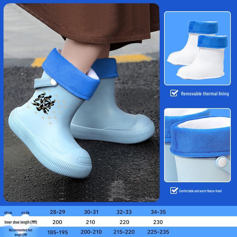 Kinder-Gummistiefel, rutschfest, wasserdicht, mit Samtfutter - Kurze Gummistiefel für Jungen und Mädchen