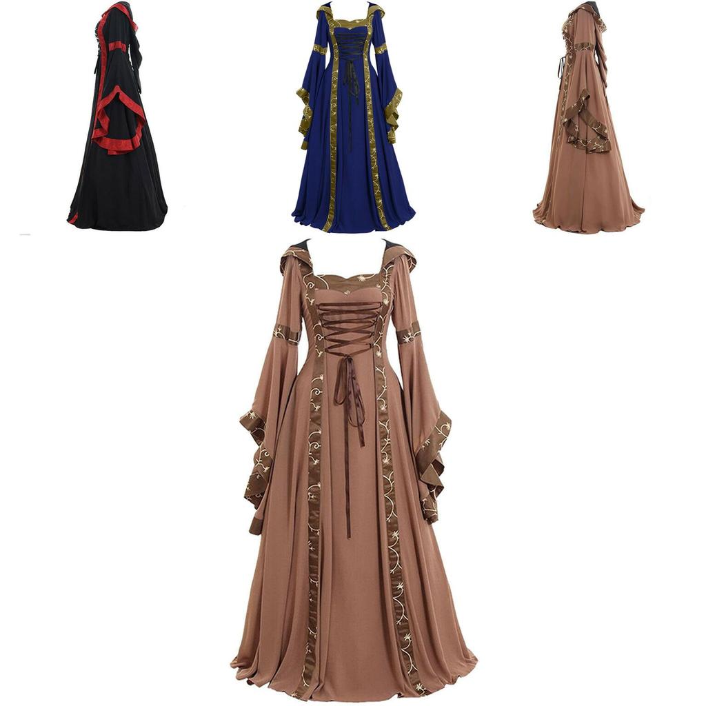 Gothic Vintage Medieval Women's Dress For Renaissance Cosplay Halloween Costume Party