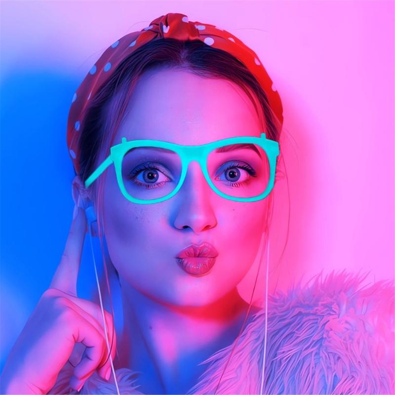Fluorescent Glasses Frame for Nightclub Light Up Party Glasses Unisex Frame for Halloween Dance Show Props Party Eyewear
