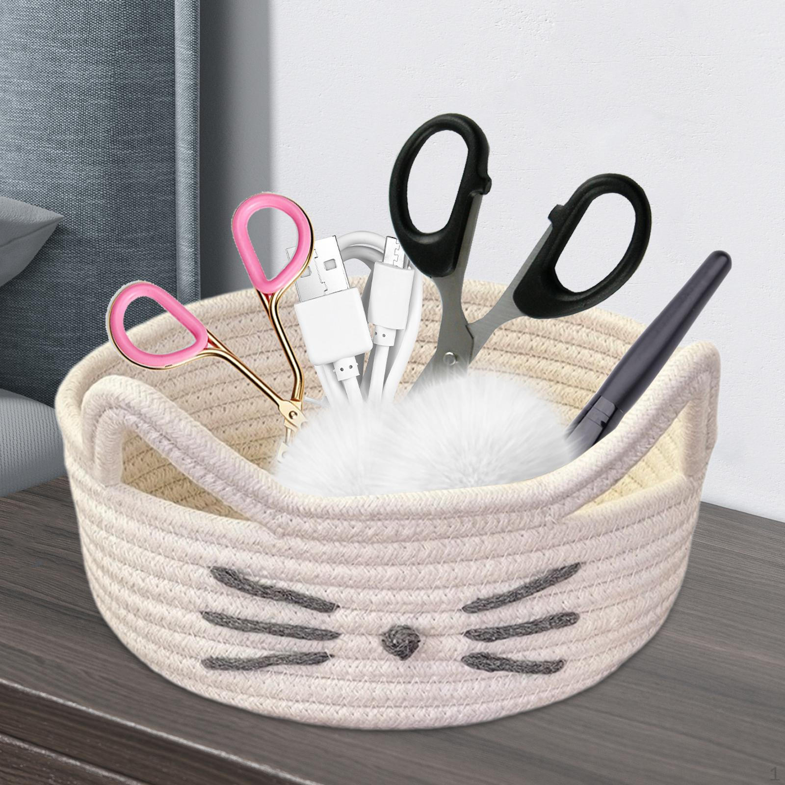 Очаровательная корзина для хранения из хлопковой веревки с изображением кота для организации дома Milky White 980₽