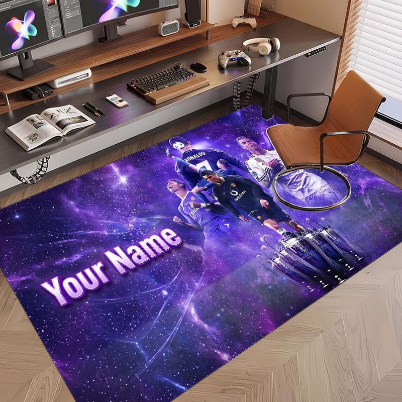 Tappeto Personalizzato Cristiano Ronaldo Modello Stampa Nome Testo Morbido Antiscivolo Tappeto per Pavimento per Decorazione Interna Casa