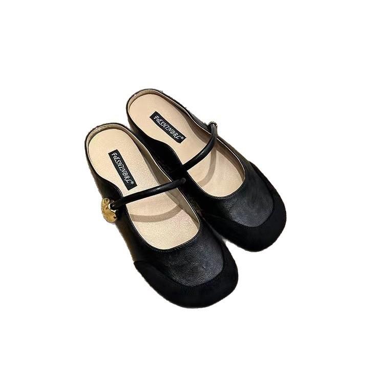 French Inner Heightening Bag Head Half Slippers Women'S Summer Outer Wear Casual Versatile One-Pedal Muller Sandals