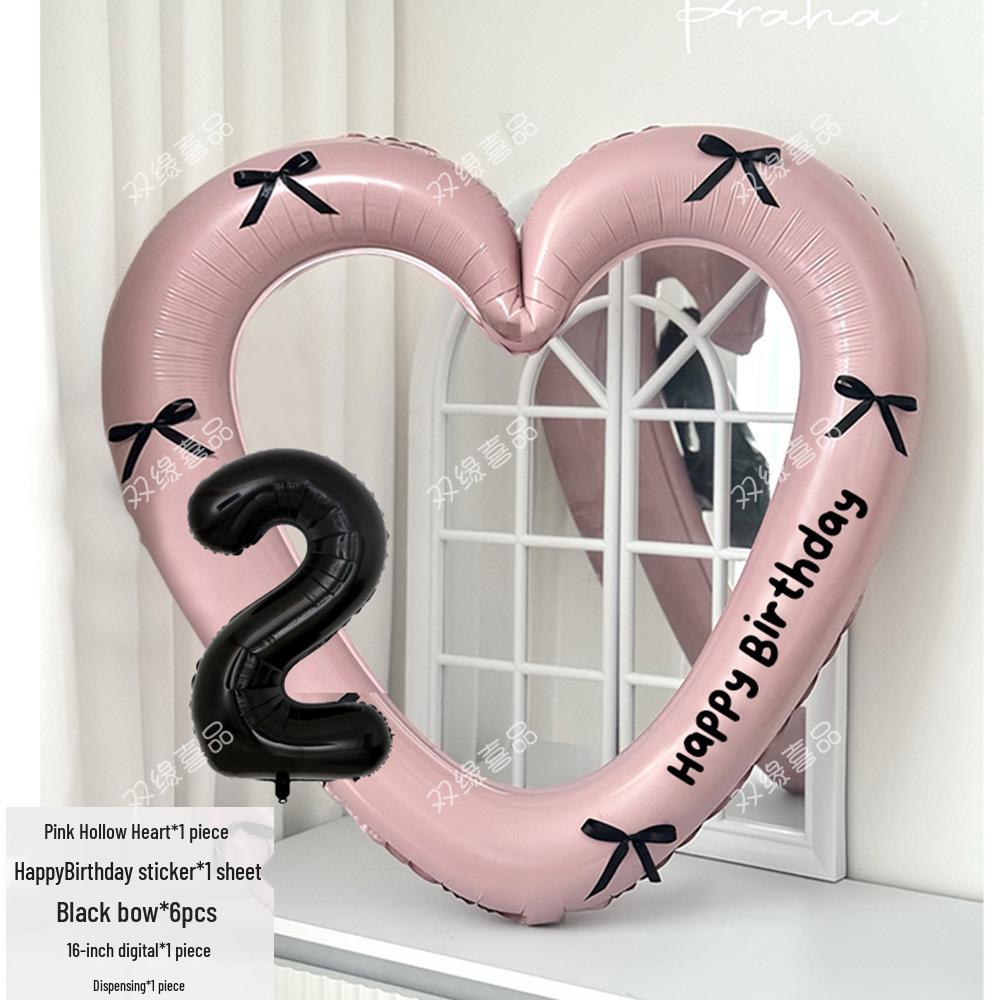 Pink Heart Cutout Balloon Photo Frame for First Birthday & Milestone Celebrations