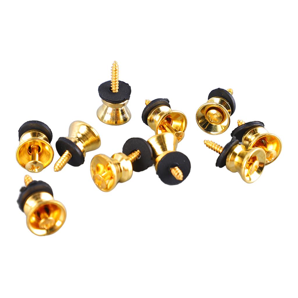 10PCS Guitar Strap Lock Buttons Mushroom Style Metal End Pins with Screw for Electric Guitar Bass