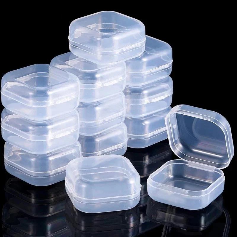 

1-100PCS Mini Storage Box Transparent Square Small Plastic Boxes for Earrings Rings Jewelry Packaging Storager Jewelry Organizer 1PC чистий