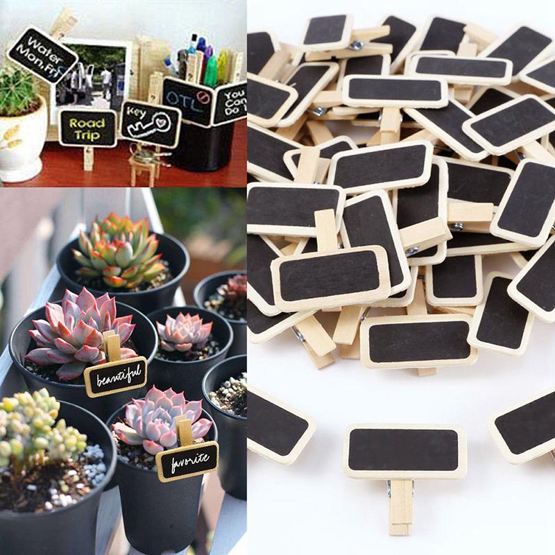50 Mini tabule Dřevo Zpráva Břidlice Obdélník Klip Panel Karta Poznámky Štítek