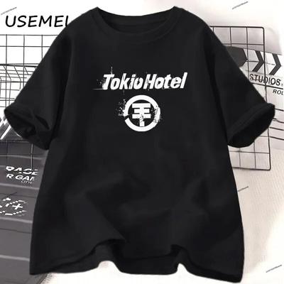 Tokio Hotel WoUnisex'in Tişörtü Pamuklu Kısa Kollu Grafik Yeni Pop Rock Grubu Tişörtü Unisex Sokak Giyimi Büyük Beden WoUnisex'in Giyim