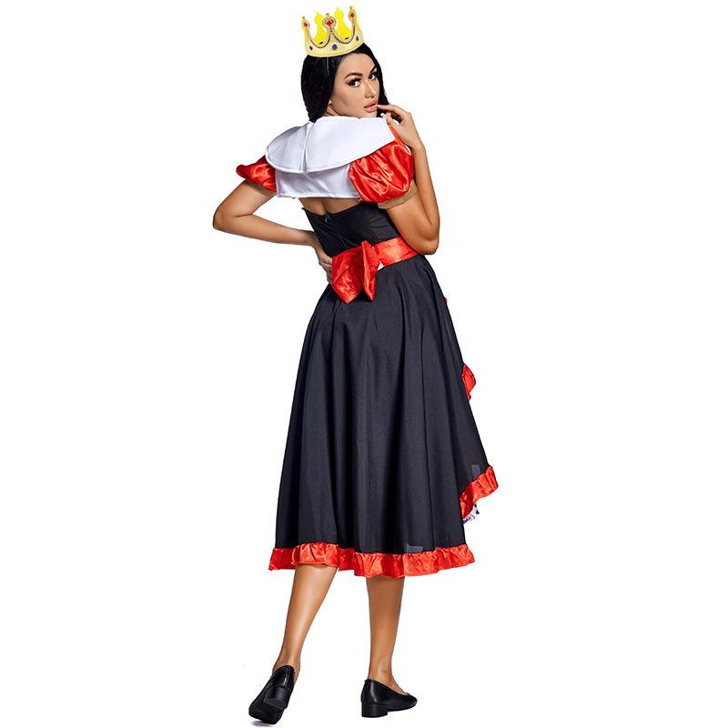 Red Queen Playing Card Costume with Cape and Full Skirt for Halloween and Stage Performance