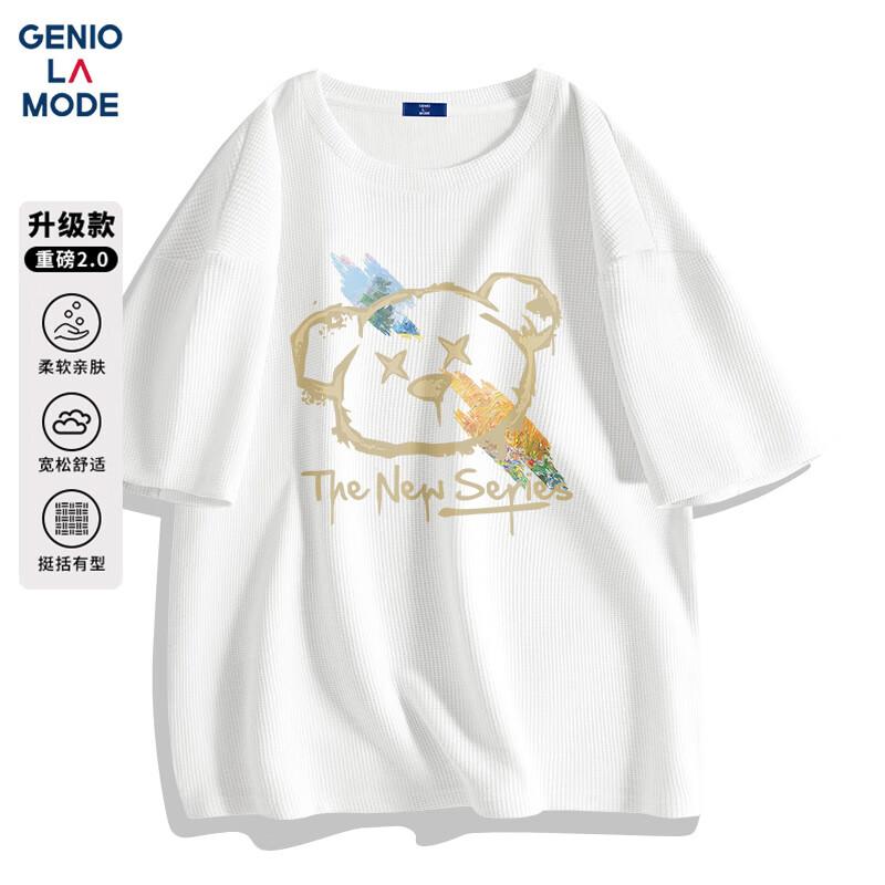 GENIOLAMODE Men s Heavy Waffle Knit Bear Print T-Shirt 3XL