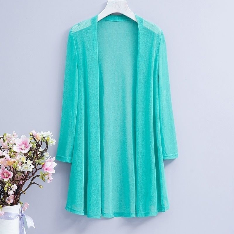 Îmbrăcăminte de protecție solară de vară pentru femei Șal lung din plasă Top cu mâneci lungi, Cardigan exterior