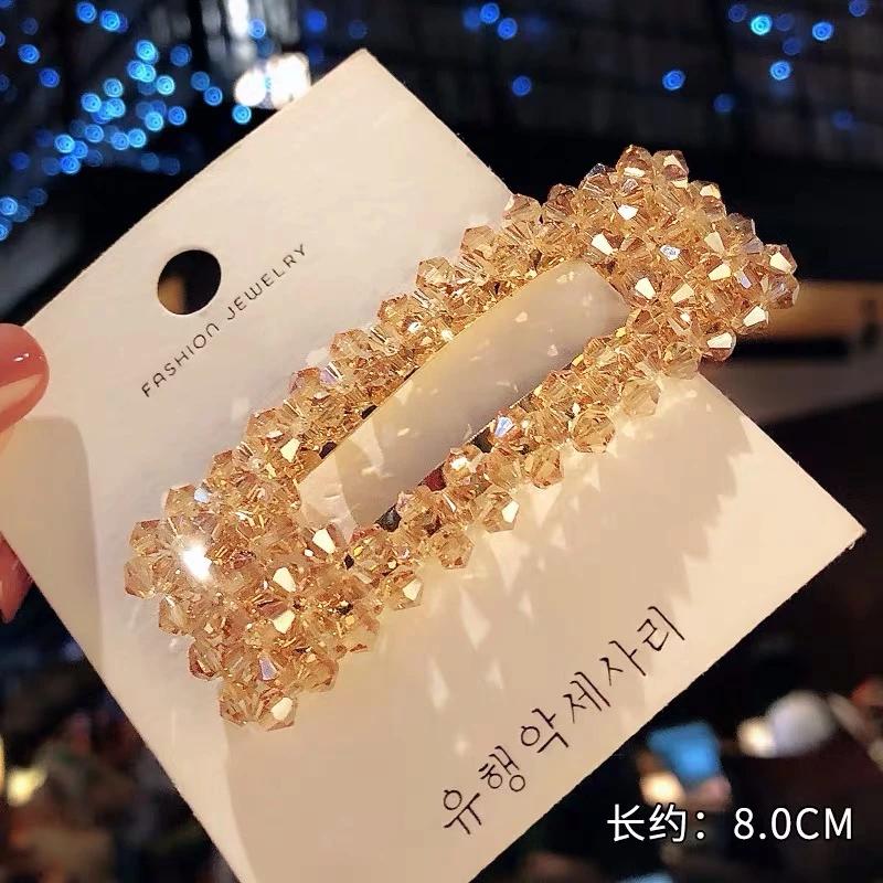 Elegant Head Jewelry Women Hairpins Crystal Beads Handmade Snap Barrettes Clip Fashion Decoration Hair Accessories Wedding Gifts