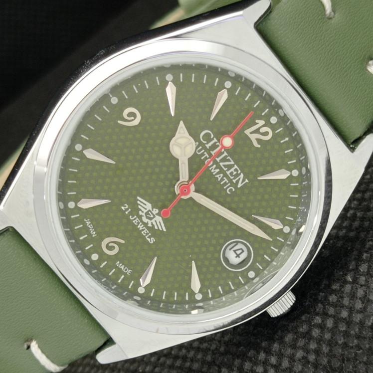 

ВОССТАНОВЛЕННЫЕ ВИНТАЖНЫЕ МУЖСКИЕ ЧАСЫ CITIZEN AUTO 8200 JAPAN DATE GREEN 605-a314136-9 SKU605-a314136