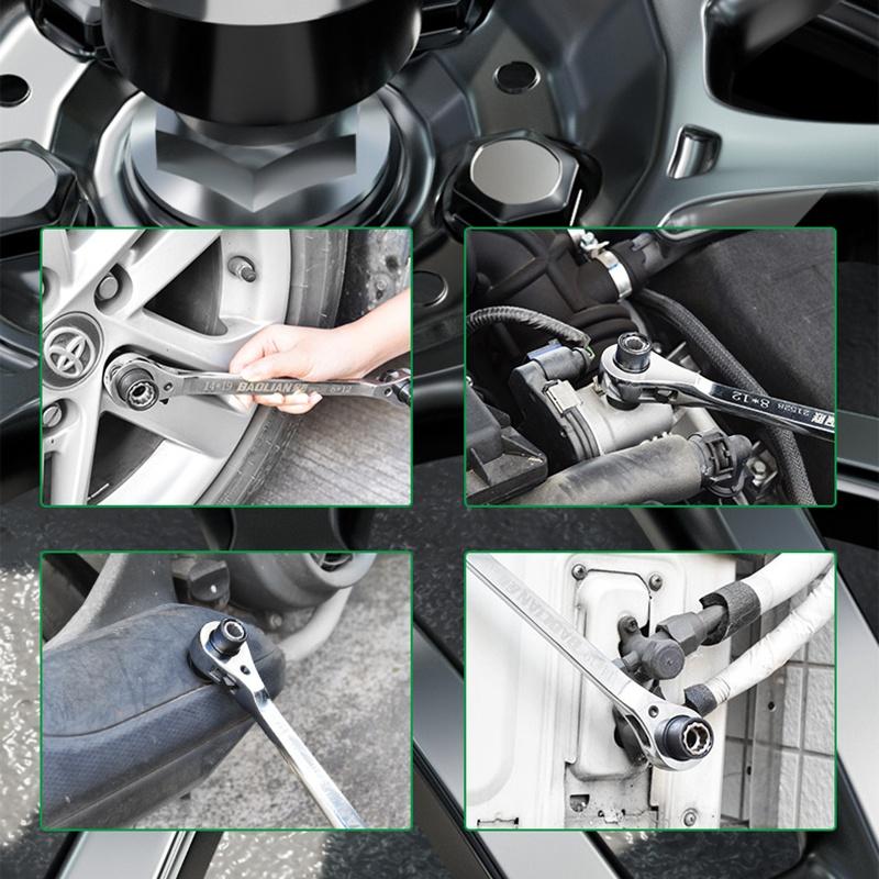 8 In 1 Ratchet Wrench Multifunctional Two-way Spanner Thickening Labor-saving Anti-rust Car Repair Tools Household Hardware Tool
