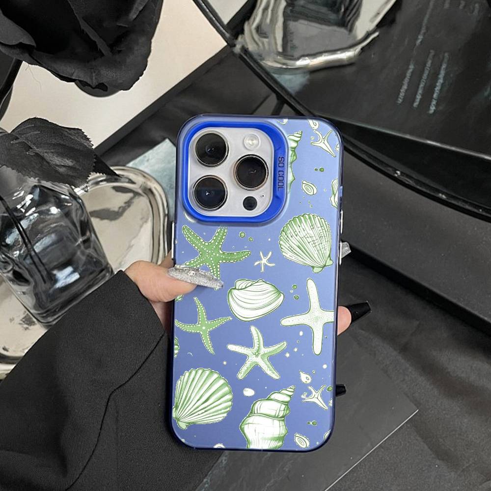 Colorful Marine Organism Phone Case For IPhone 16 17 15 14 12 13 Pro Max white Color Shockproof Cover