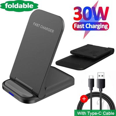 30W Qi Wireless Charger Stand For iPhone 13 12 11 Pro Max XR Samsung S20 Phone Charger Fast Charging Dock Station Phone Holder