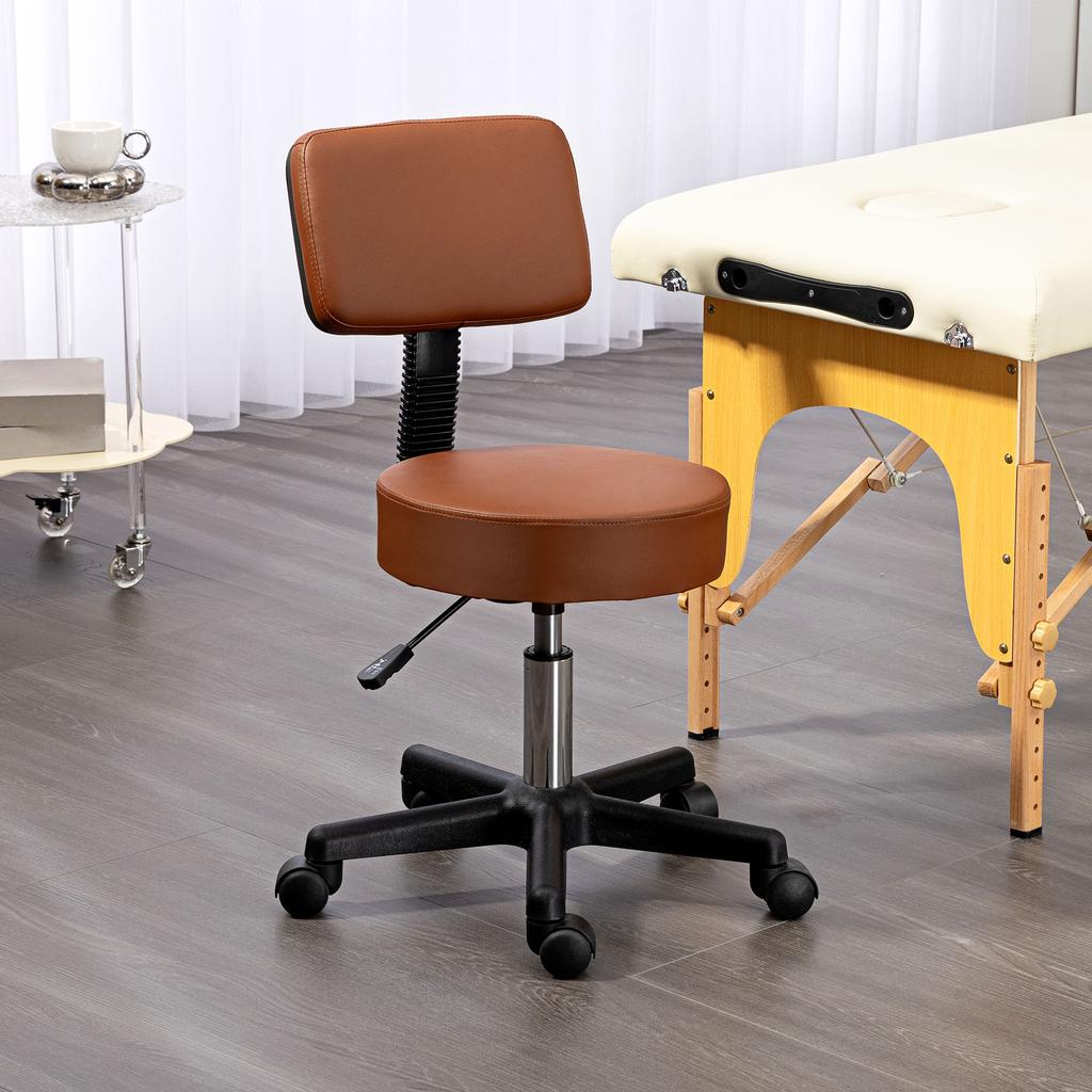 Beautician S Swivel Salon Chair With Padded Seat Back 5 Wheels Adjustable Height Salon Hairdressers Tattoo Spa Rolling Cushion Professional 48cm