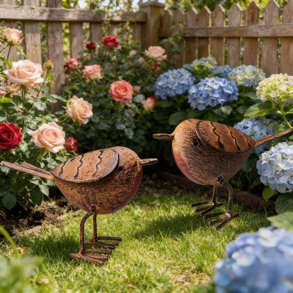 Metal Metal Birds Statue Rustic Style Metal Bird Ornament New Iron Art Birds Patio