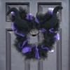 Halloween Black Purple Mesh Decoration Wreath LED Green Light Decoration Horn Funny Lintel Layout Pendant