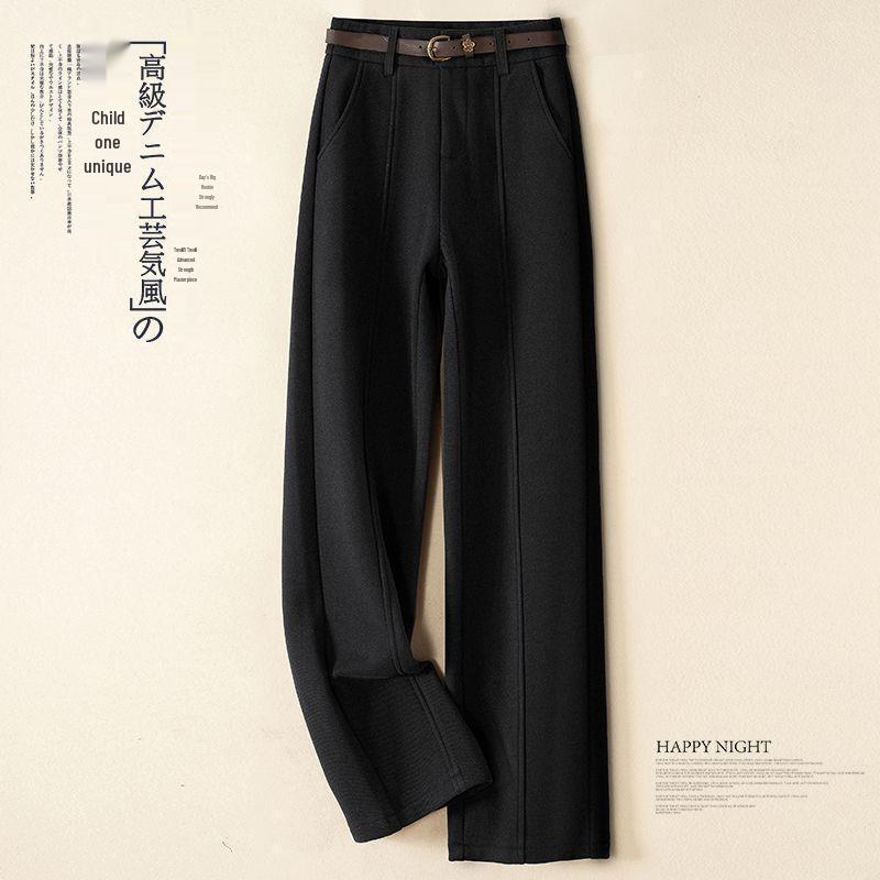 

Women s High-Waisted Woolen Straight-Leg Pants - New 2025 Autumn/Winter Style with Good Drape, Brushed Lining, and Thickened Material. Medium